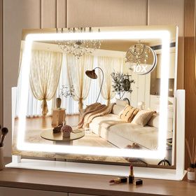 CraftCraze Vanity Mirror with Lights front view showing 3 color modes
