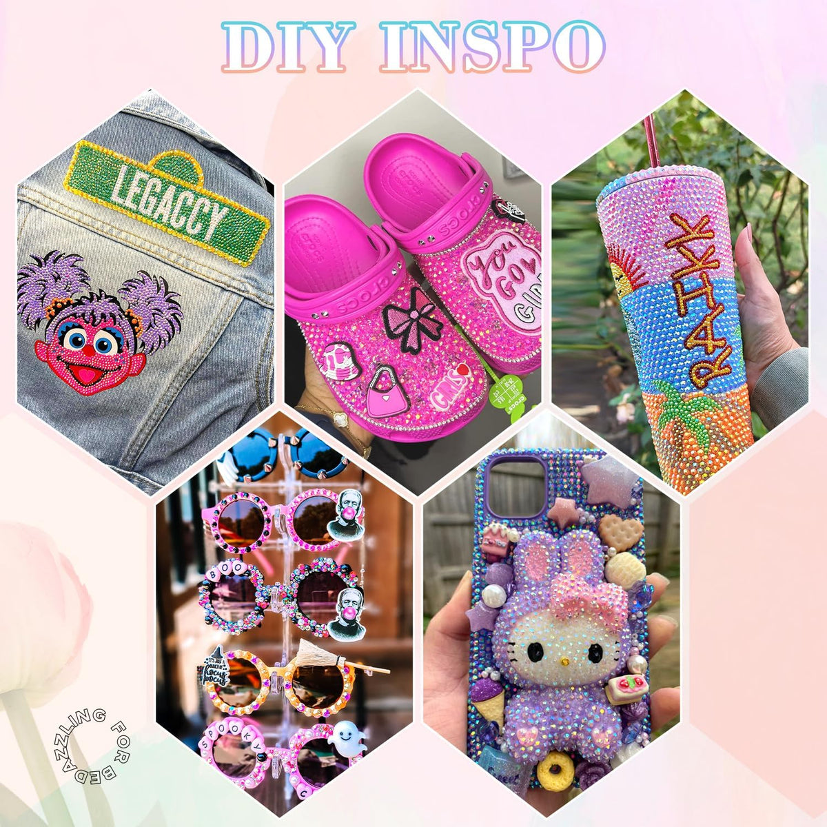 Crafting project using BELLEBOOST rhinestones on a phone case