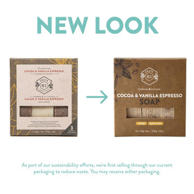 Crate 61 Organics Cocoa Vanilla Espresso Natural Bar Soap in a bathroom setting
