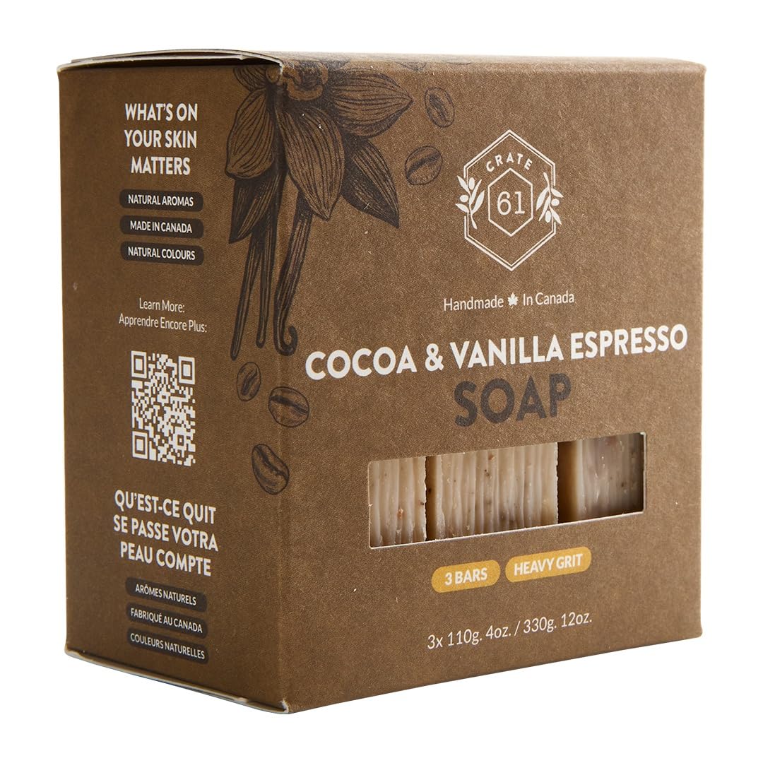 Crate 61 Organics Cocoa Vanilla Espresso Natural Bar Soap packaging
