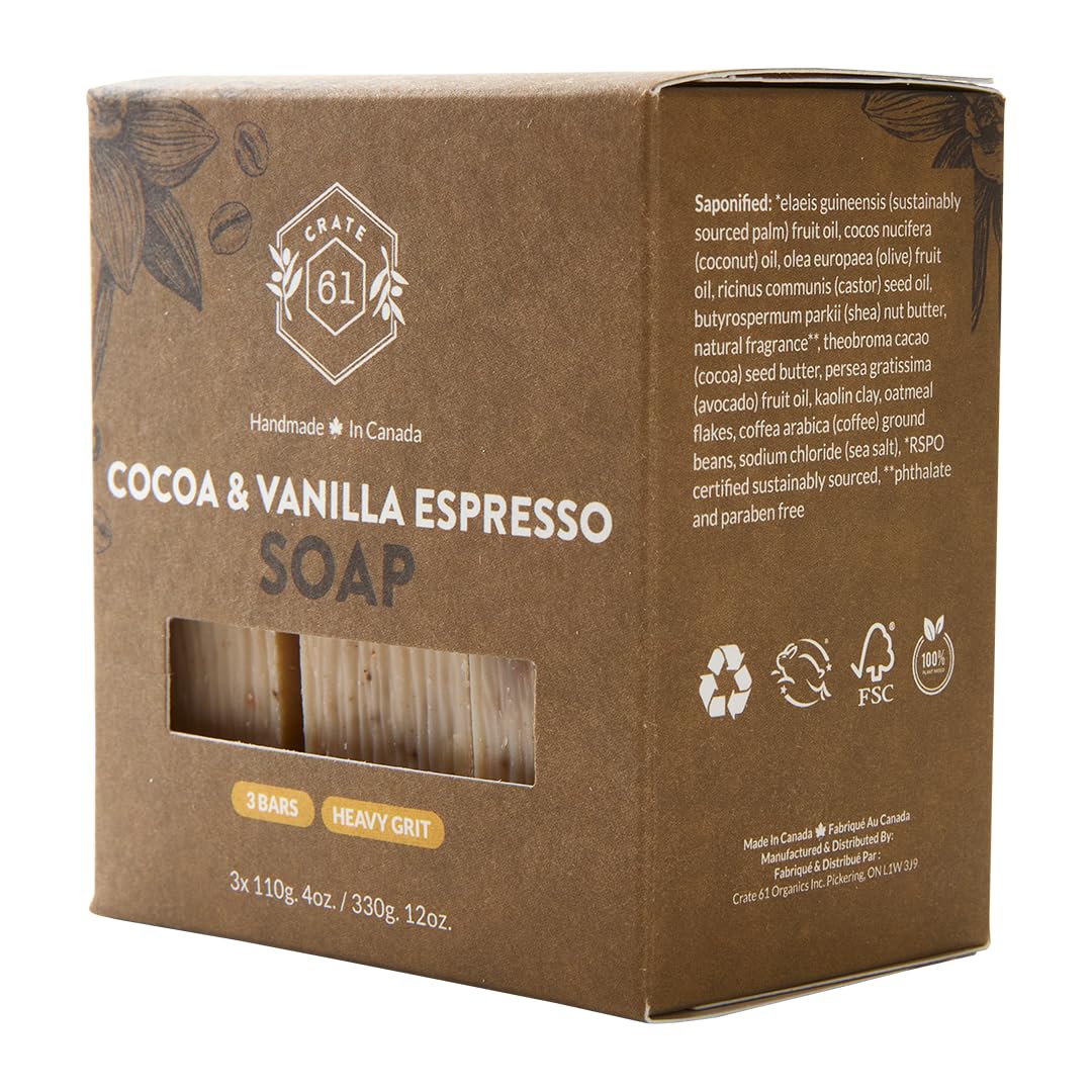 Crate 61 Organics Cocoa Vanilla Espresso Natural Bar Soap with essential oils
