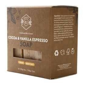 Crate 61 Organics Cocoa Vanilla Espresso Natural Bar Soap with essential oils