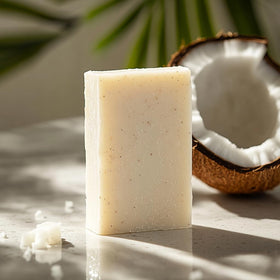 Crate 61 Organics Coconut Bar Soap in a bathroom setting