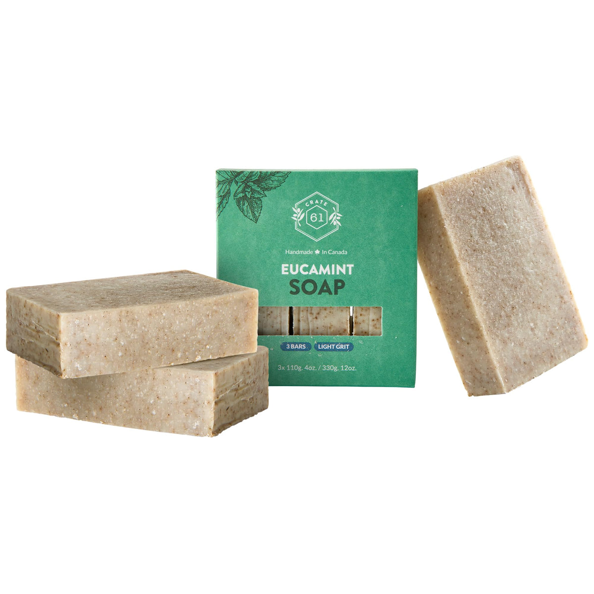 Crate 61 Organics Eucamint Soap 3 pack front view