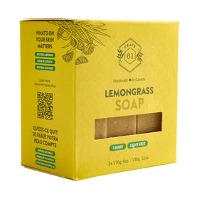 Crate 61 Organics Lemongrass soap bars stacked