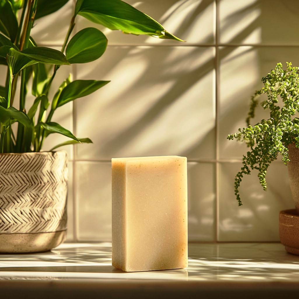 Crate 61 Organics Lemongrass soap in a bathroom setting