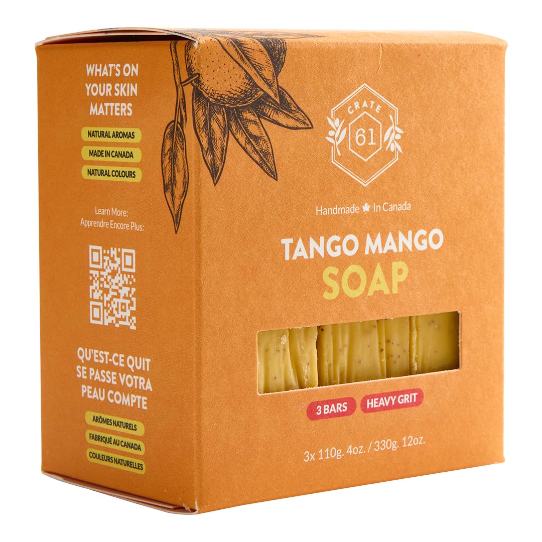Crate 61 Organics Mango soap bar close-up showing texture