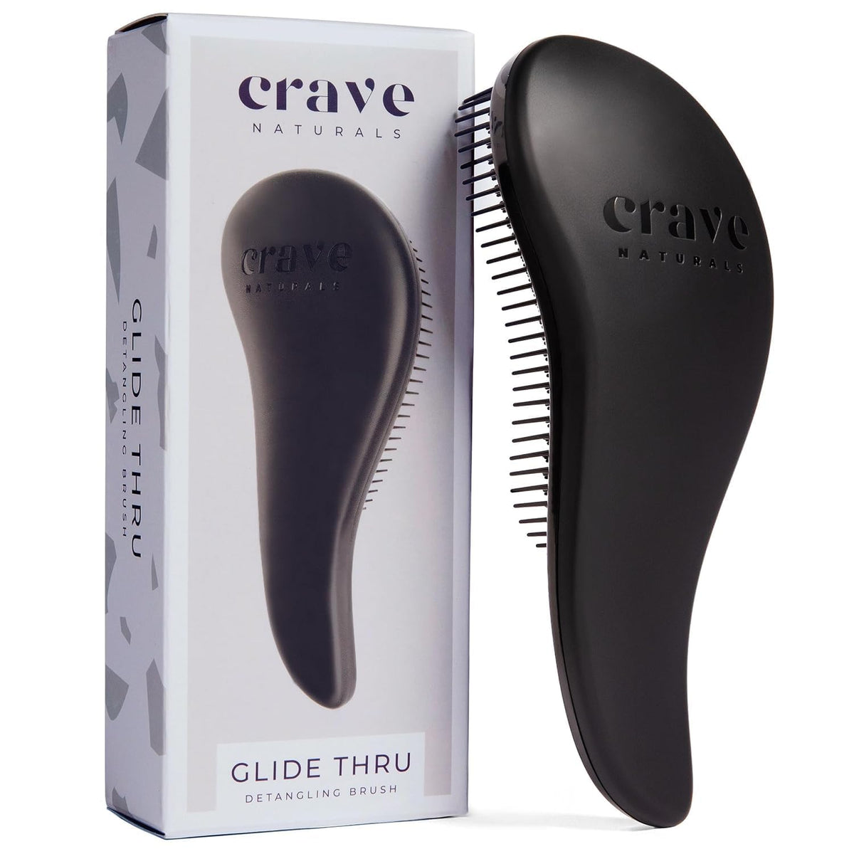 Crave Naturals Biggie Glide Thru Hair Brush front view, black