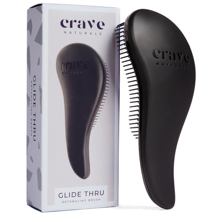 Crave Naturals Biggie Glide Thru Hair Brush front view, black