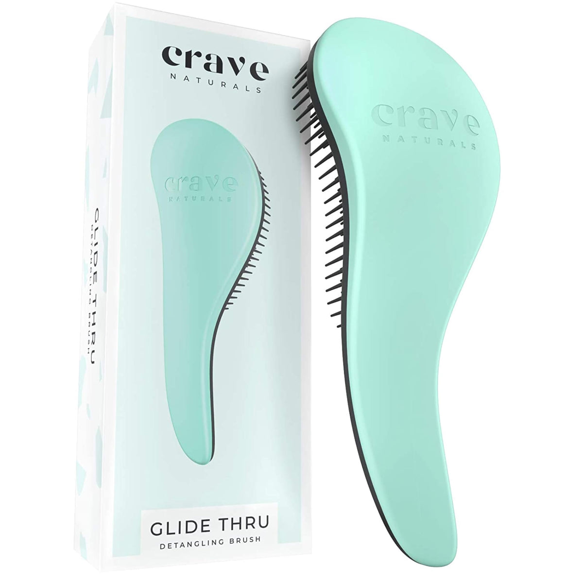 Crave Naturals Biggie Glide Thru Hair Brush front view in mint