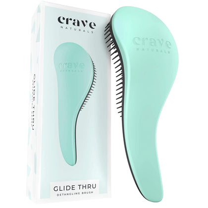 Crave Naturals Biggie Glide Thru Hair Brush front view in mint