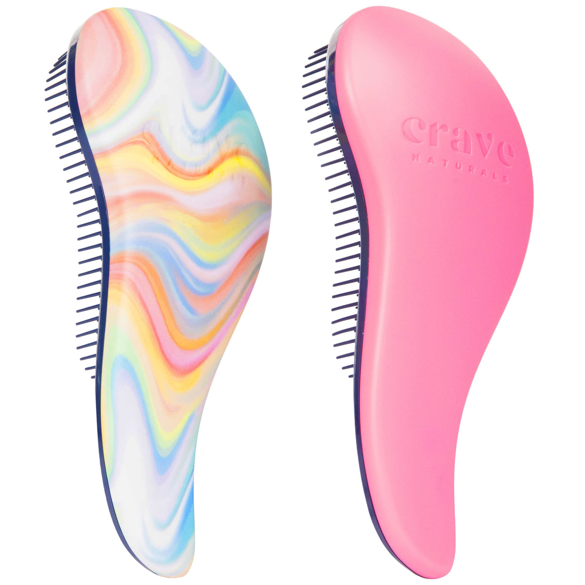 Crave Naturals Glide Thru Detangler Brush Pack of 2 in pink and soft hazy swirl