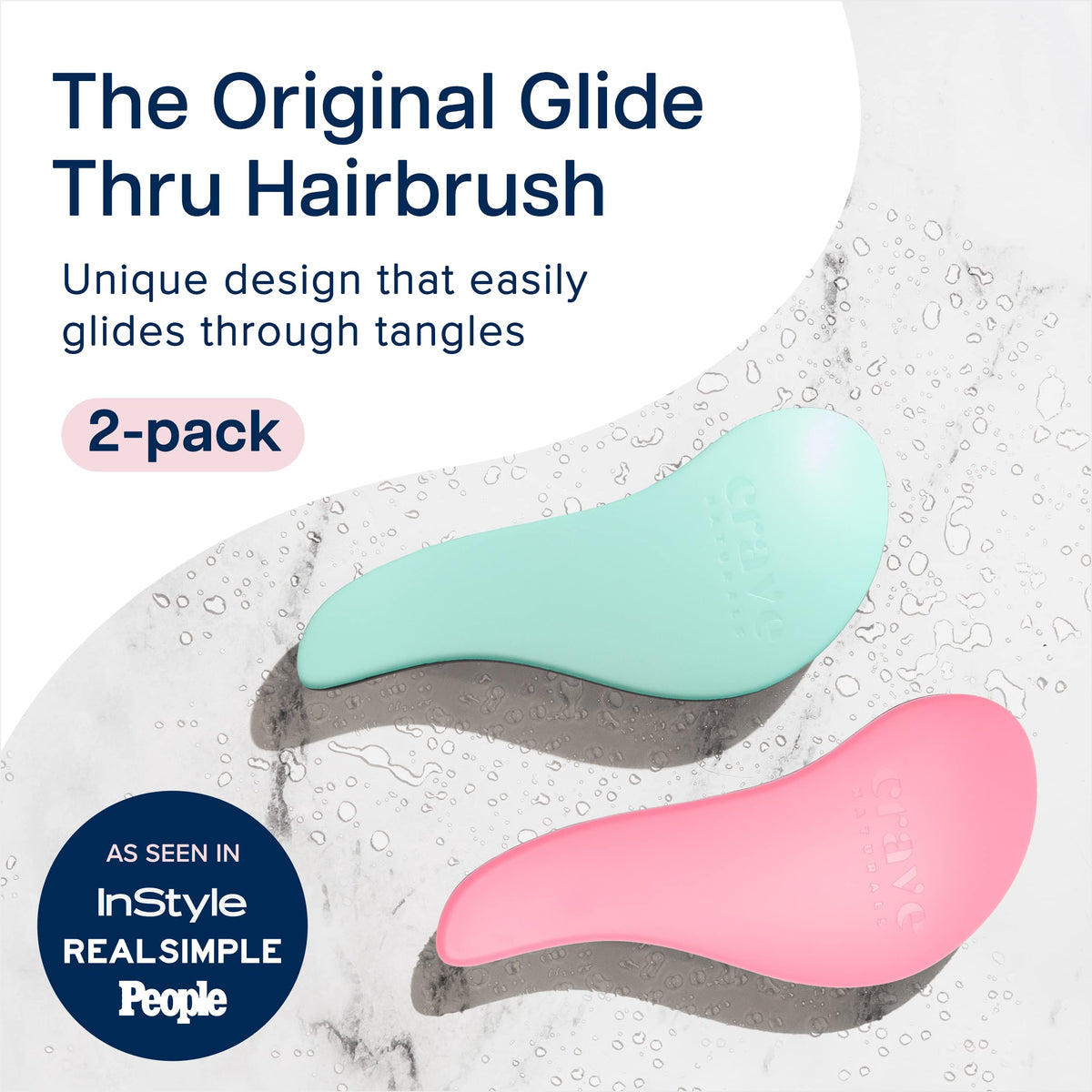Crave Naturals Glide Thru Detangler Brush side view in pink