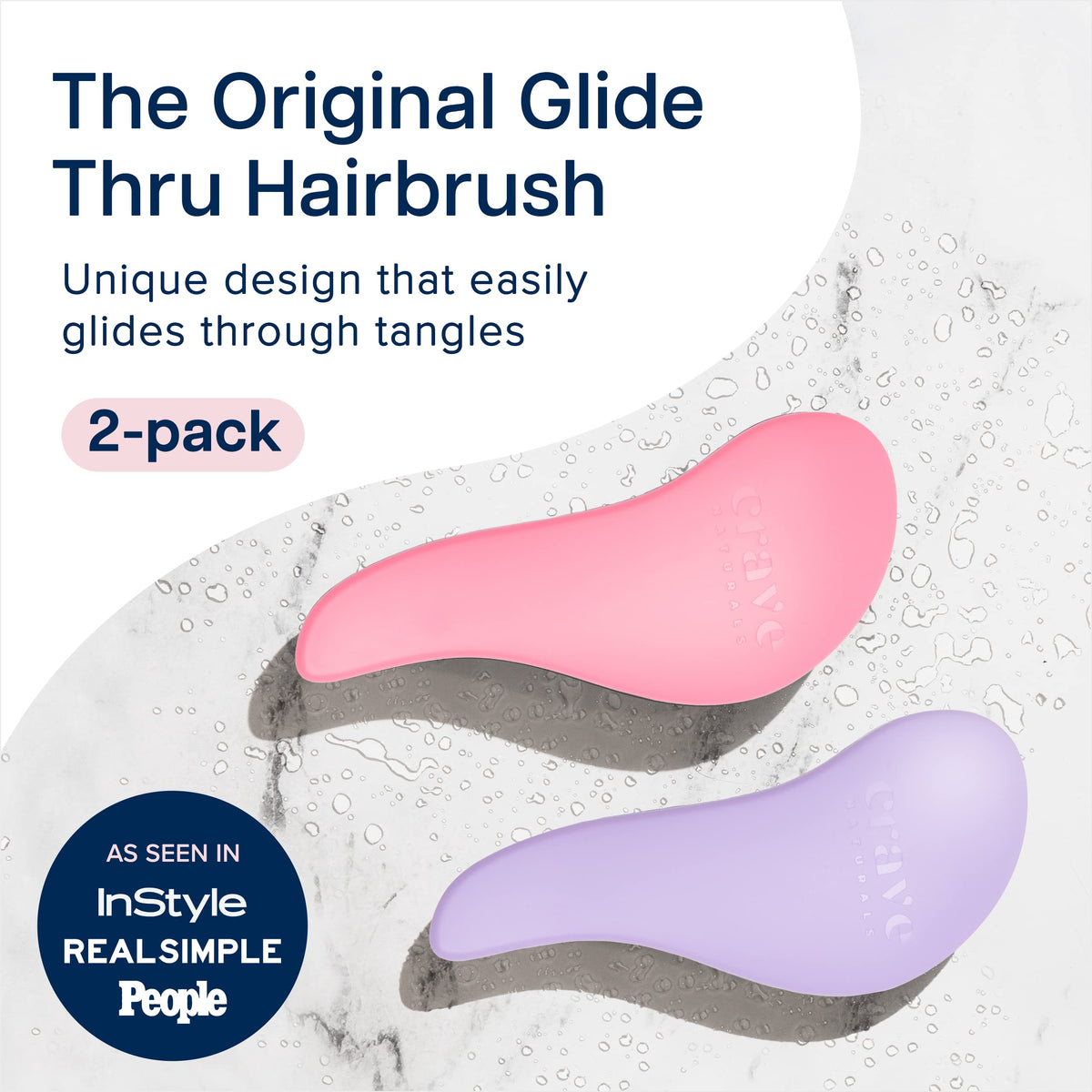 Crave Naturals Glide Thru Detangling Brush back view showing bristles