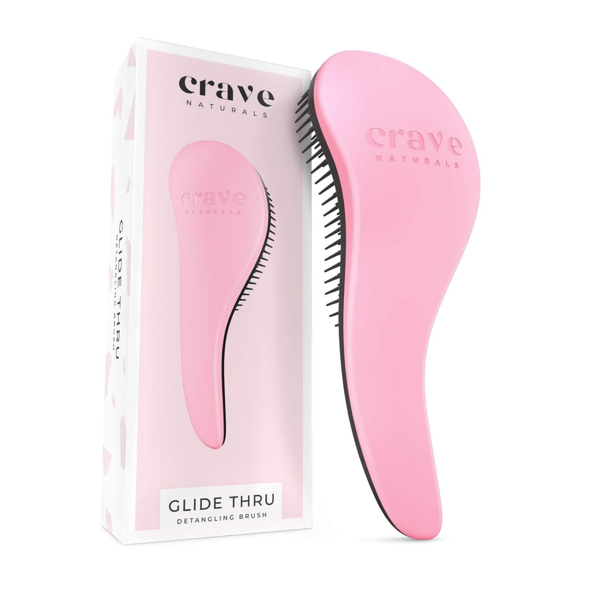 Crave Naturals Glide Thru Detangling Brush front view in pink