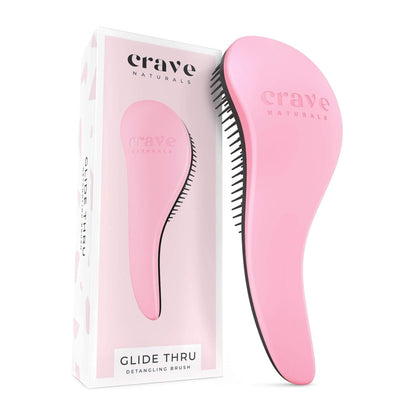 Crave Naturals Glide Thru Detangling Brush front view in pink