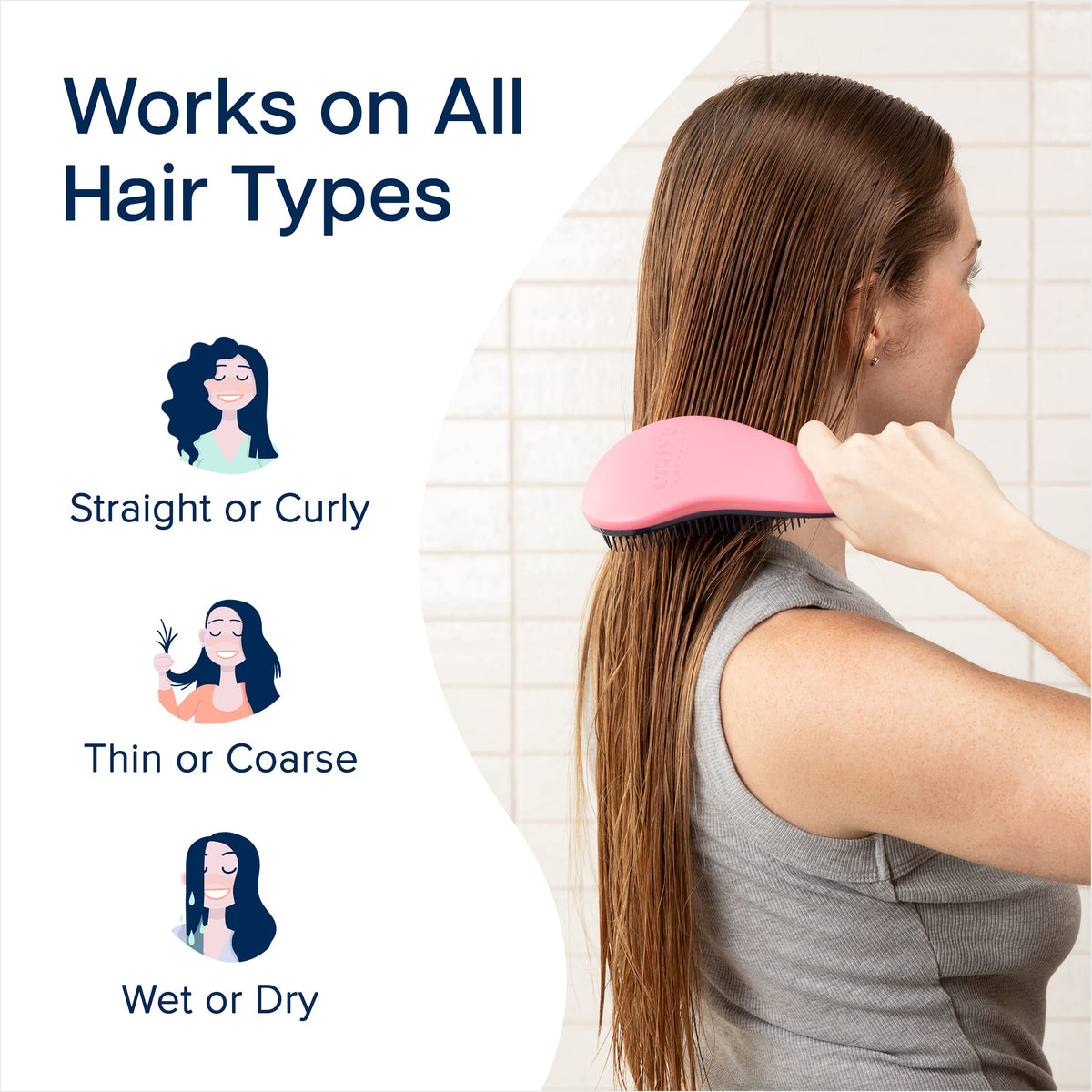 Crave Naturals Glide Thru Detangling Brush in use on wet hair