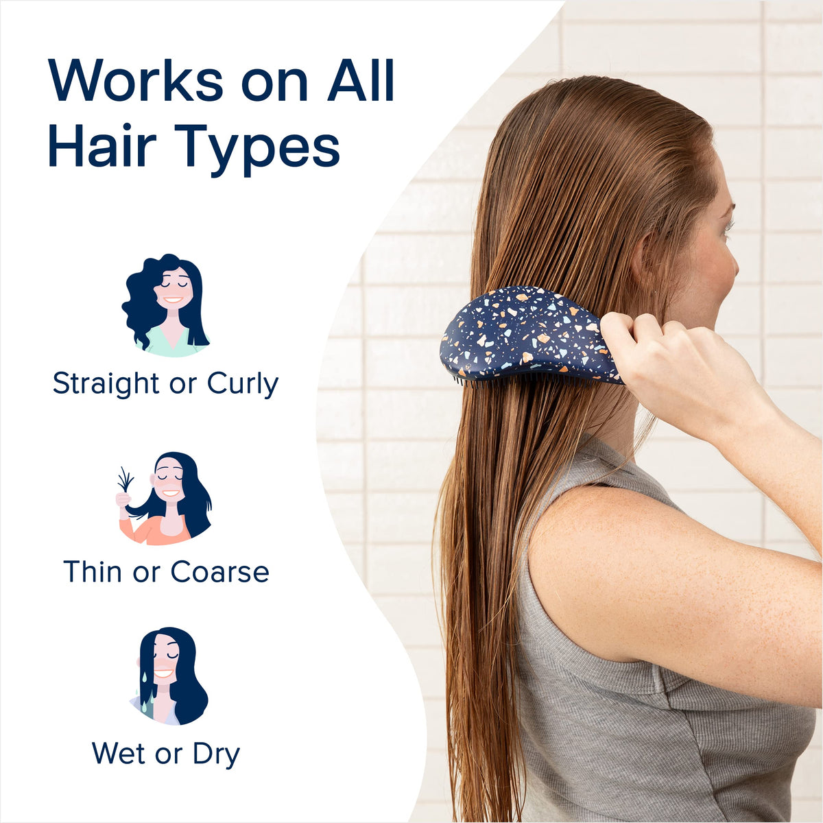 Crave Naturals Glide Thru Detangling Hair Brush in use on wet hair