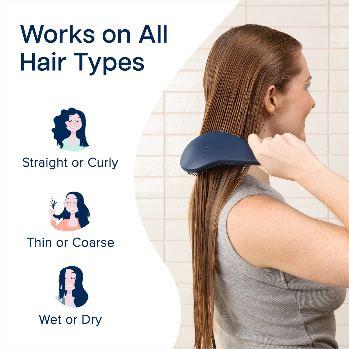 Crave Naturals Glide Thru Detangling Hair Brush on a bathroom counter