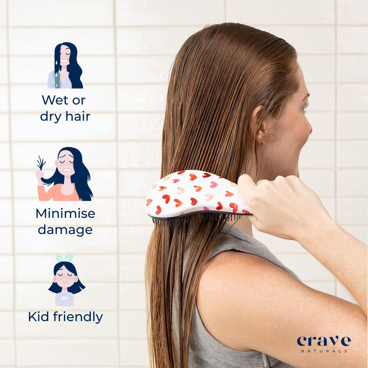 Crave Naturals Glide Thru Detangling Hair Brush on dry hair