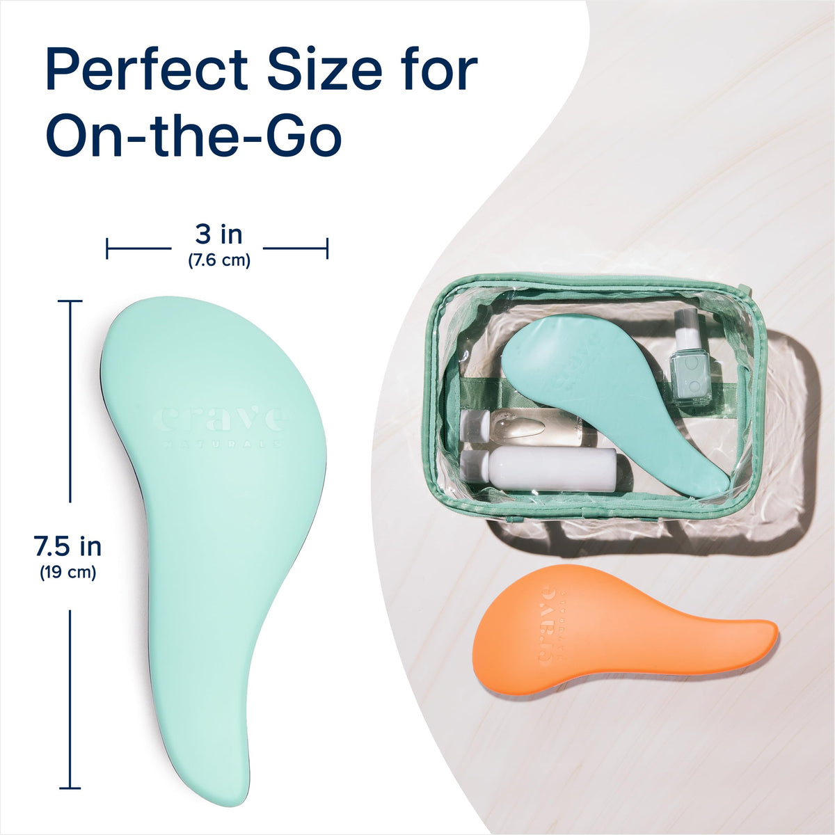 Crave Naturals Glide Thru Hair Brush coral and turquoise pack