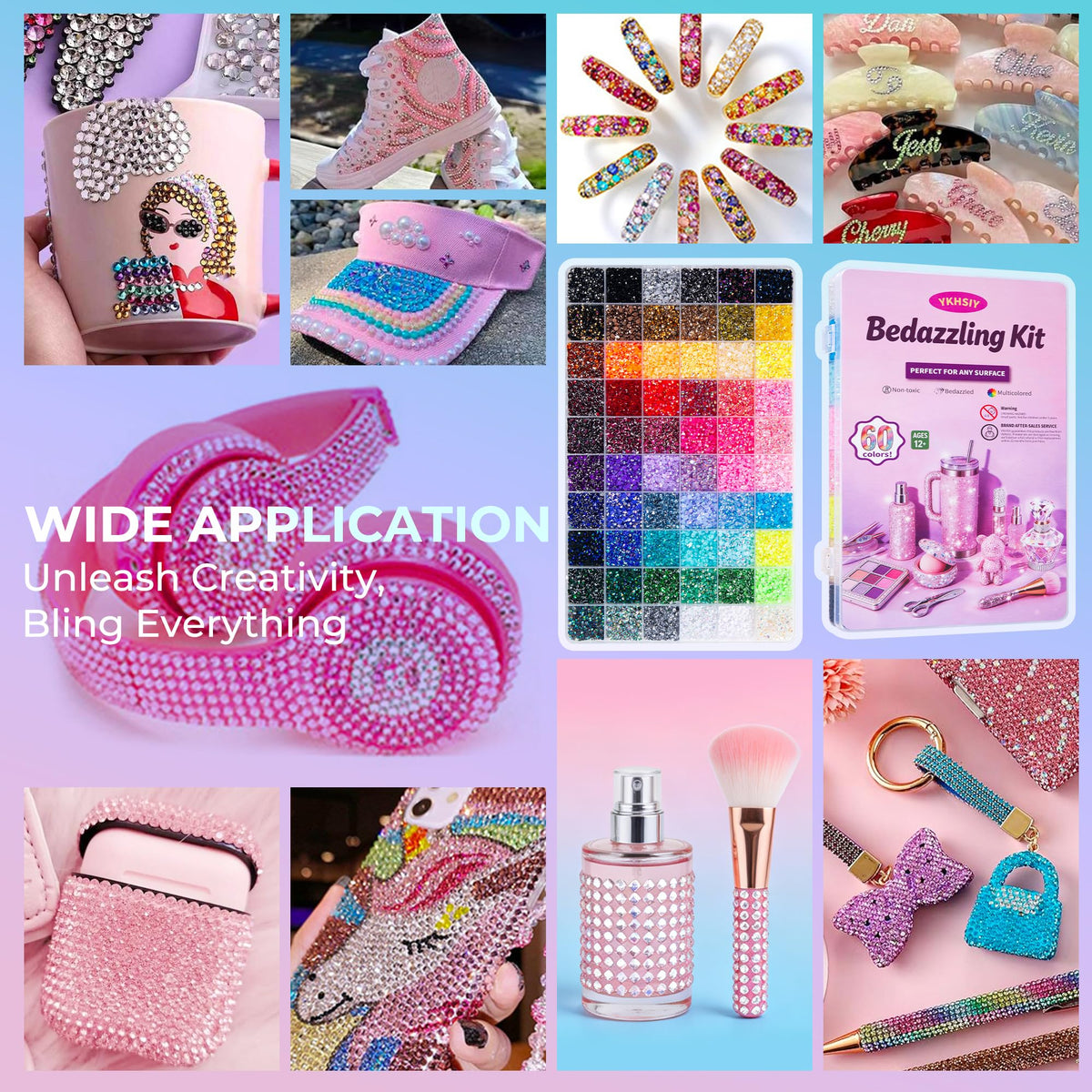 Creative project using YKHSIY rhinestones on a phone case
