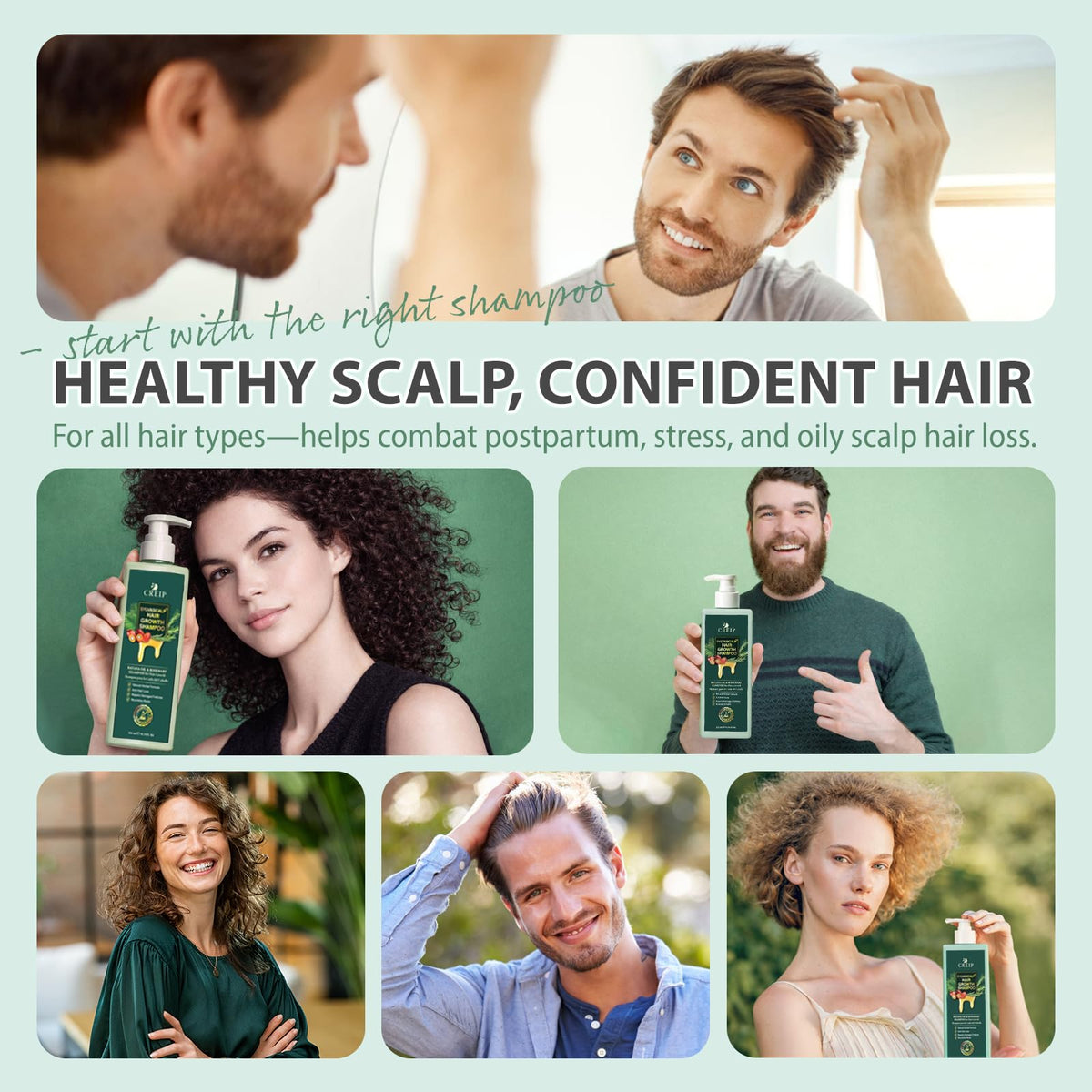 Creip Rosemary & Batana Oil Hair Growth Shampoo with rosemary and ginseng ingredients