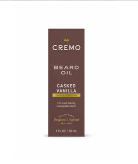 Cremo Beard Oil in a bathroom setting with grooming tools