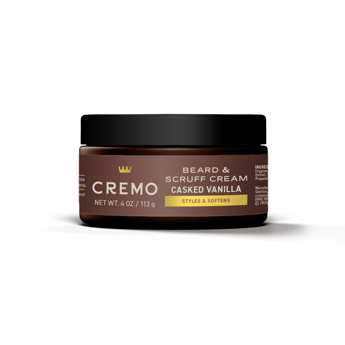 Cremo Beard & Scruff Cream Casked Vanilla 150g front view