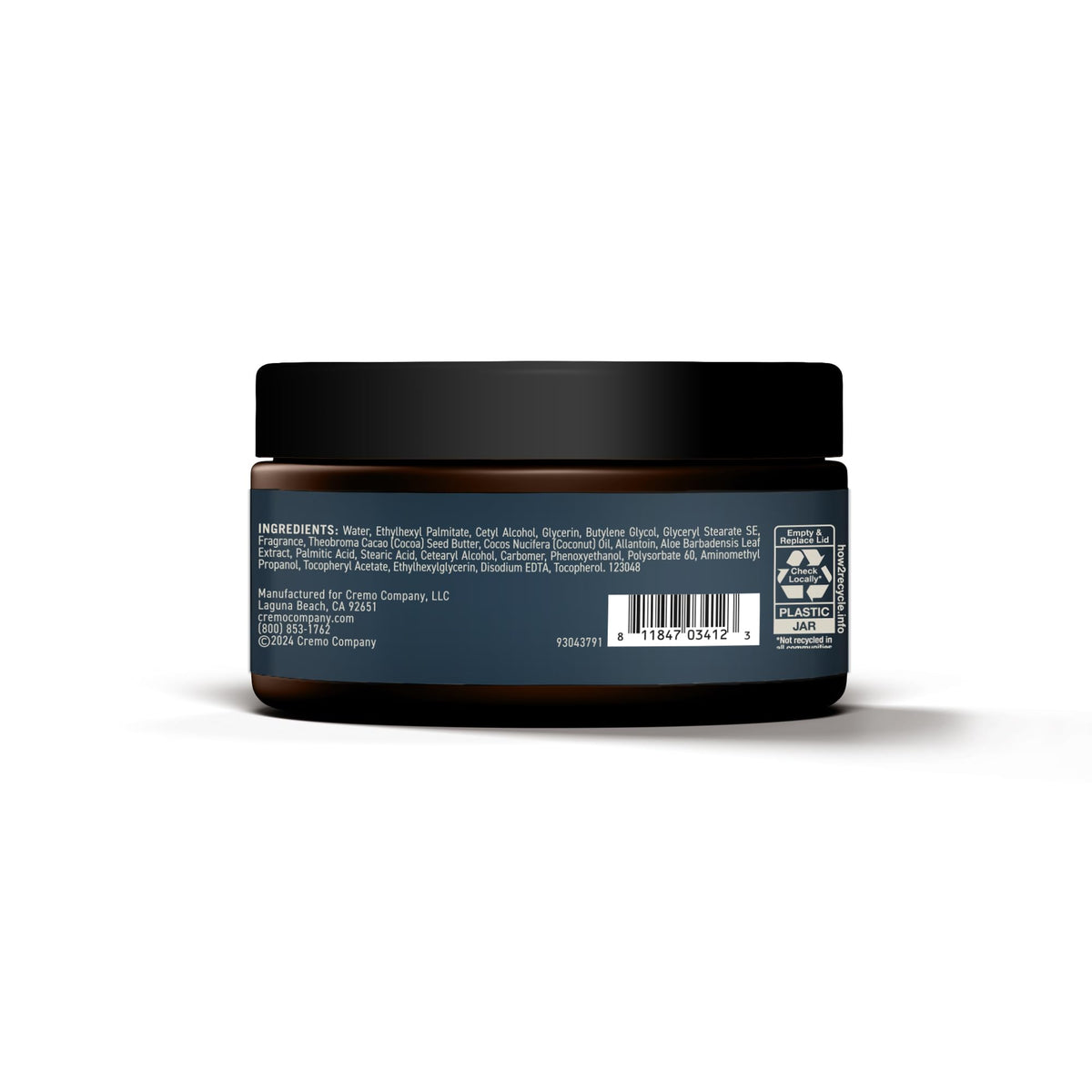 Cremo Beard & Scruff Cream Palo Santo with ingredients display