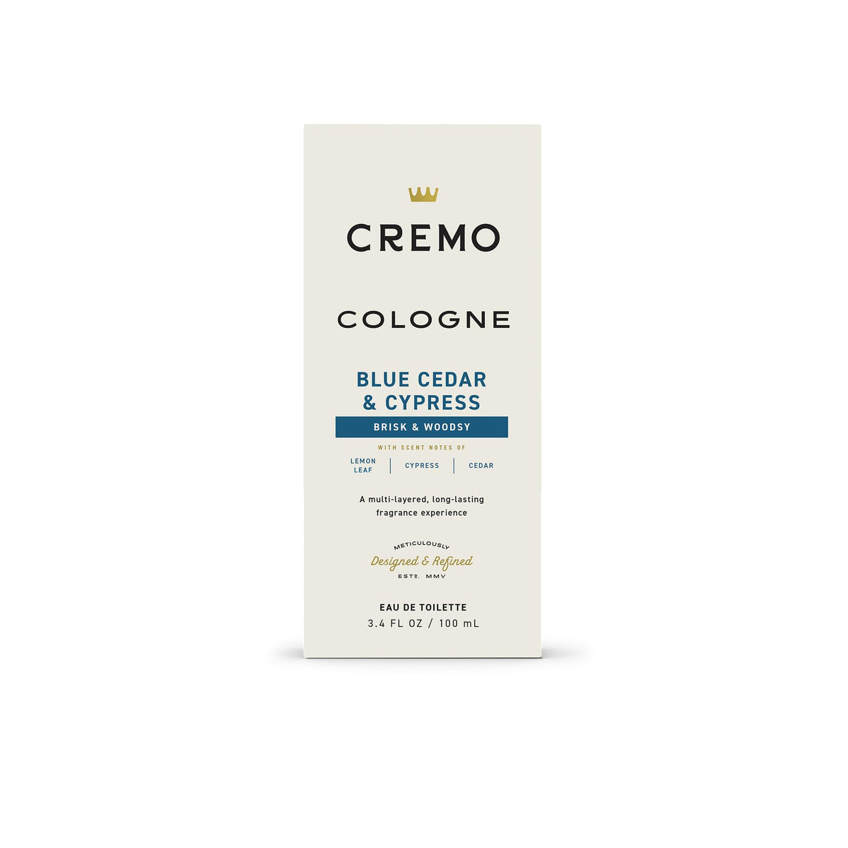 Cremo Blue Cedar & Cypress Cologne Spray with citrus and cedar notes