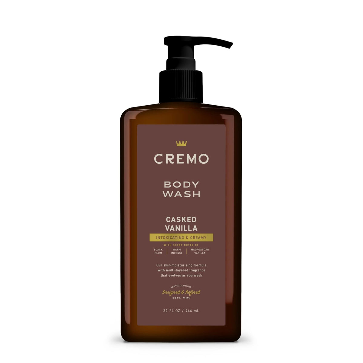 Cremo Casked Vanilla Body Wash 32 Fl Oz front view