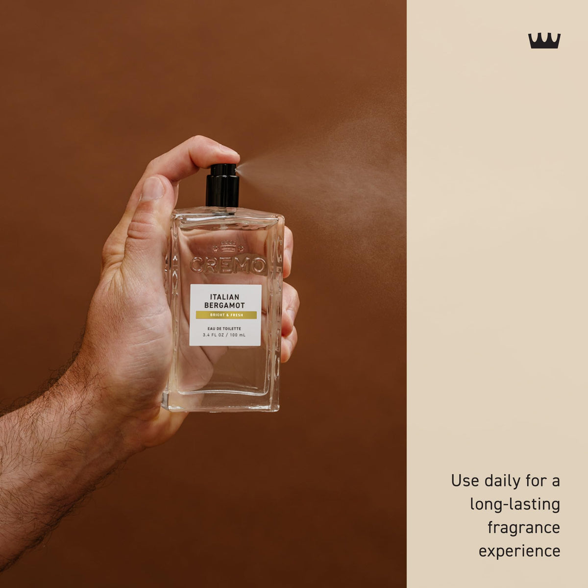 Cremo Italian Bergamot Cologne bottle side view