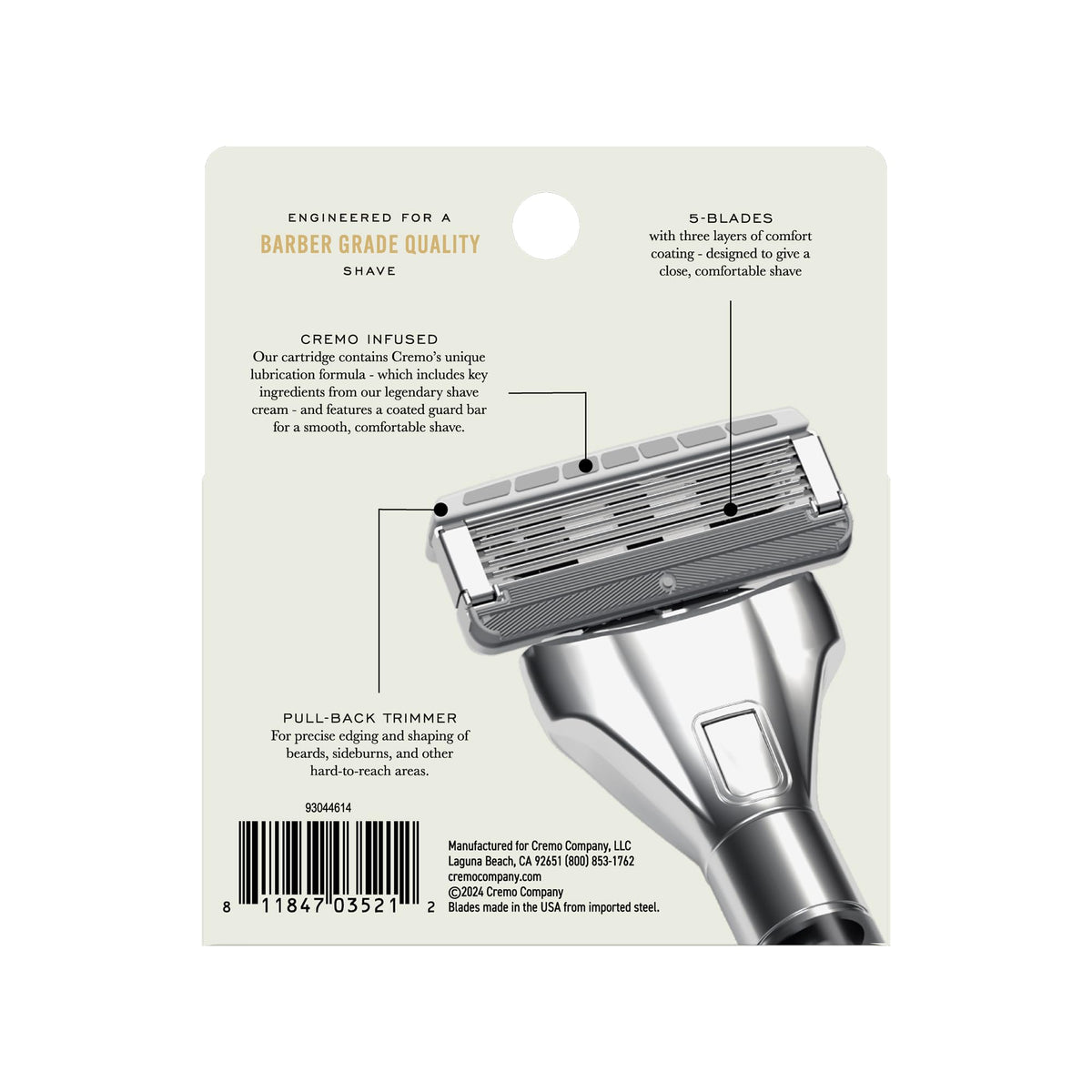 Cremo Razor Refills with hydrating gel infusion detail