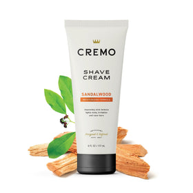 Cremo Sandalwood Shave Cream with grooming accessories