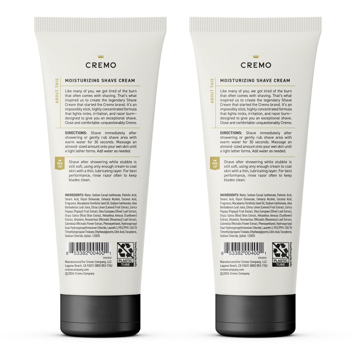Cremo Shaving Cream 2-Pack displayed on bathroom counter