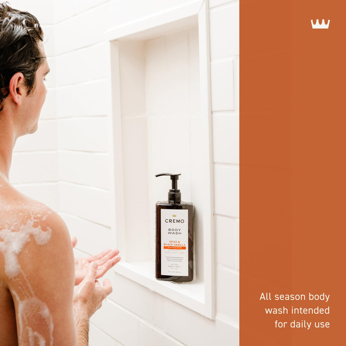 Cremo Spice & Black Vanilla Body Wash 32 Fl Oz side view