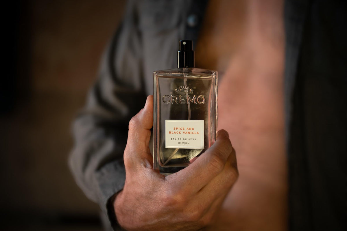 Cremo Spice & Black Vanilla Cologne in lifestyle setting