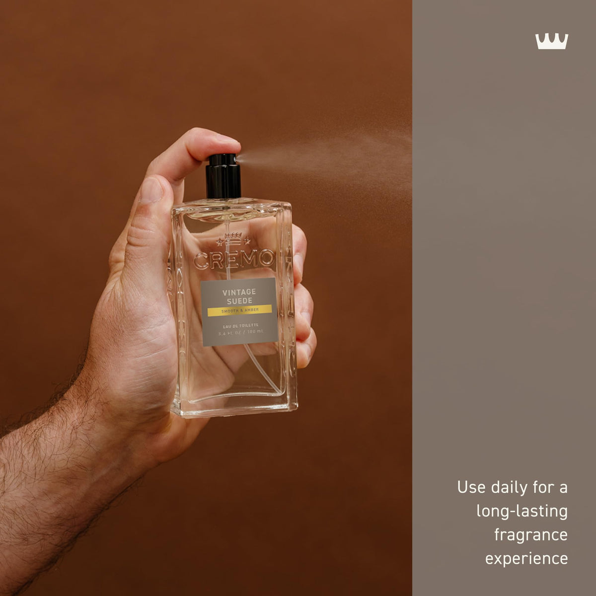 Cremo Vintage Suede Cologne bottle with cap