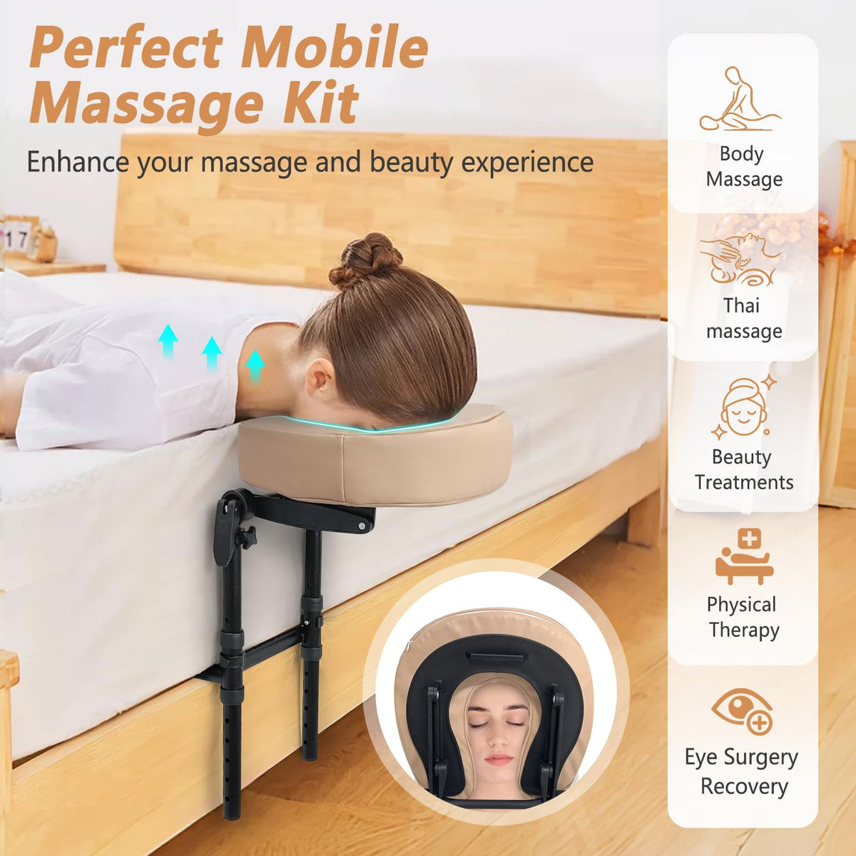 Crescent face pillow with PU leather cover and memory foam