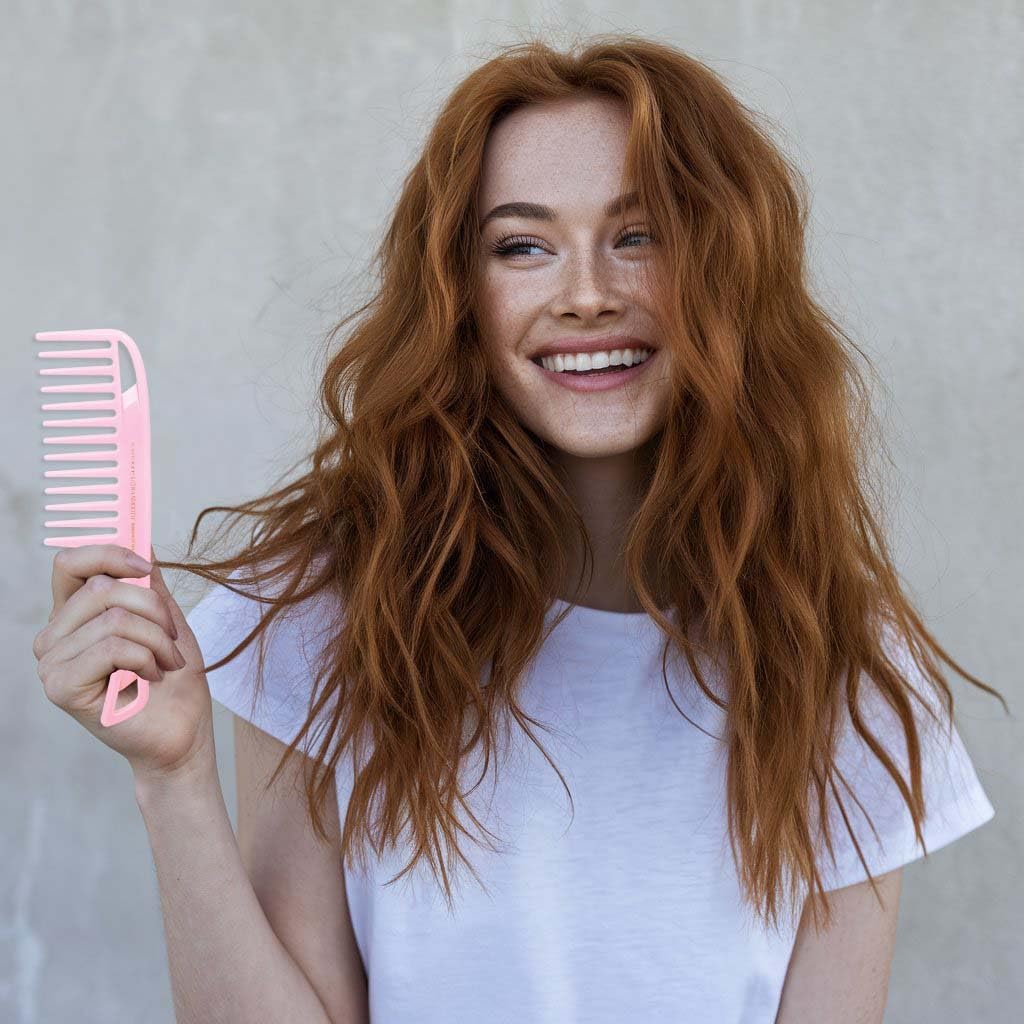 Cricket Coconut Detangler Comb side view with ergonomic handle