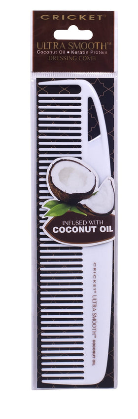 Cricket Coconut Dressing Comb on a styling table with hair products