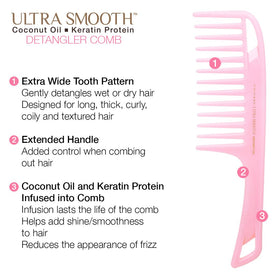 Cricket Ultra Smooth Coconut Detangler Comb in use on wet hair
