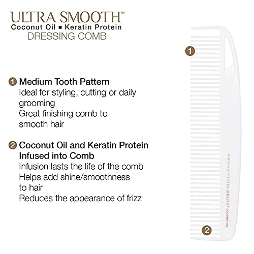 Cricket Ultra Smooth Coconut Dressing Comb with coconut oil and keratin infusion
