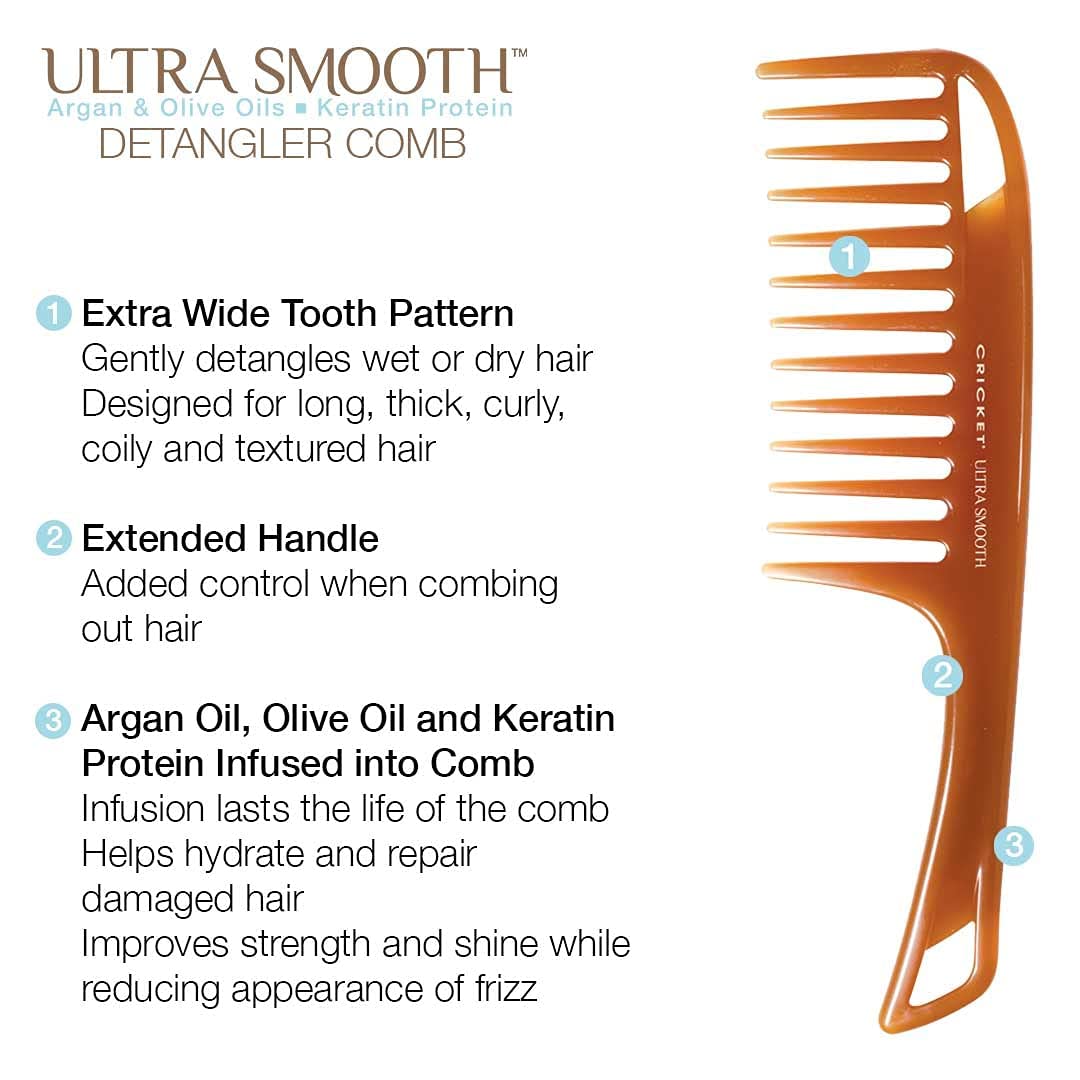 Cricket Ultra Smooth Detangler Comb with Argan and Olive Oils packaging