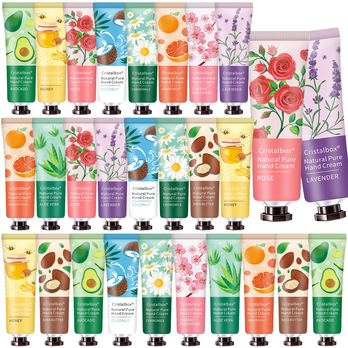 CRISTALBOX 28 Pack Hand Lotion Gift Set with assorted scents