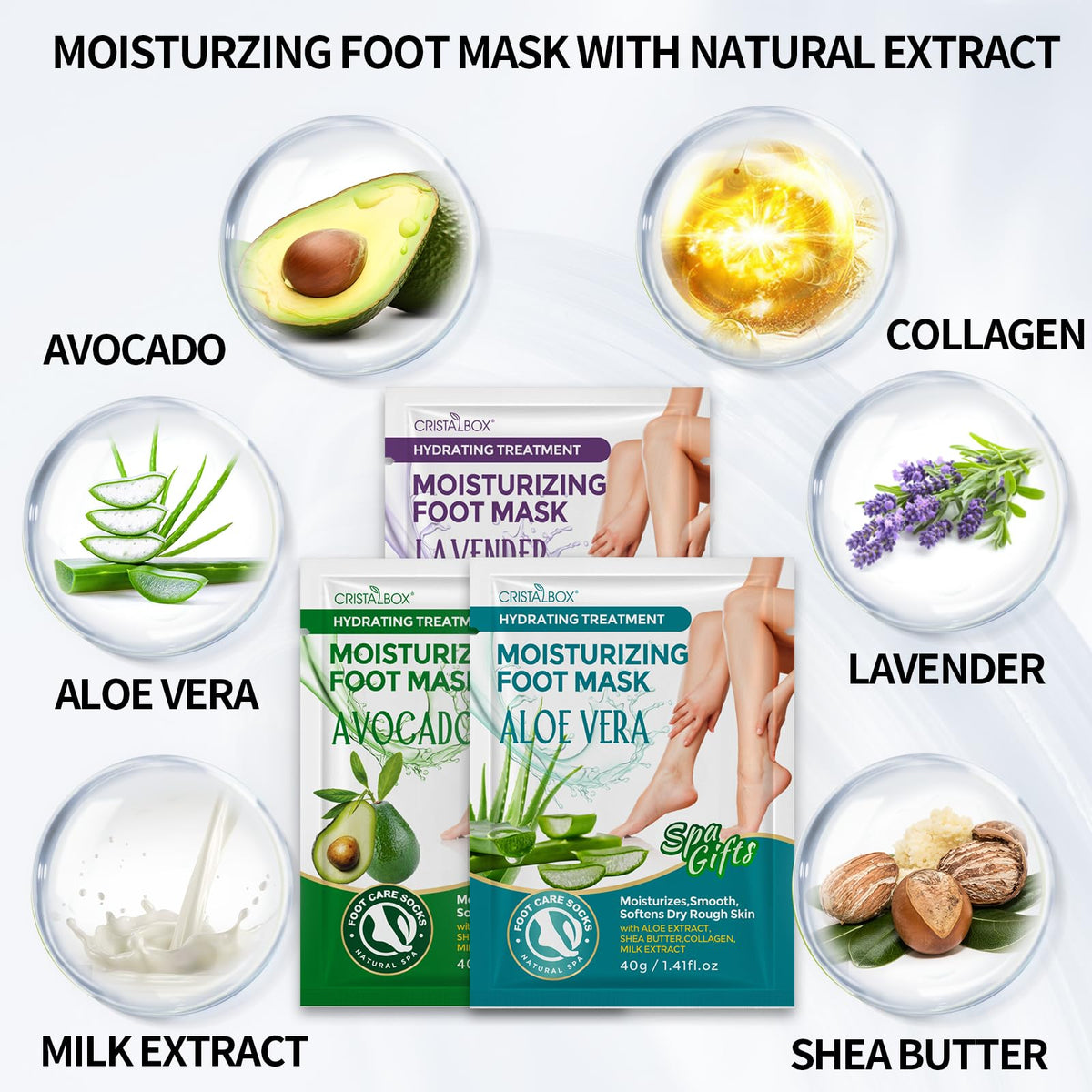 CRISTALBOX foot mask being worn with regular socks