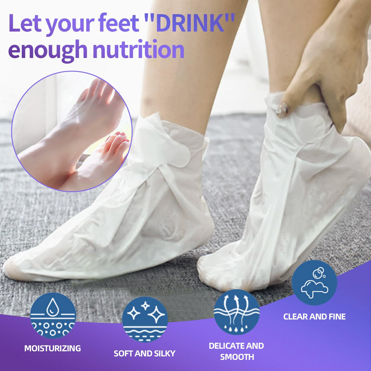 CRISTALBOX Moisturizing Foot Mask packaging with ingredients