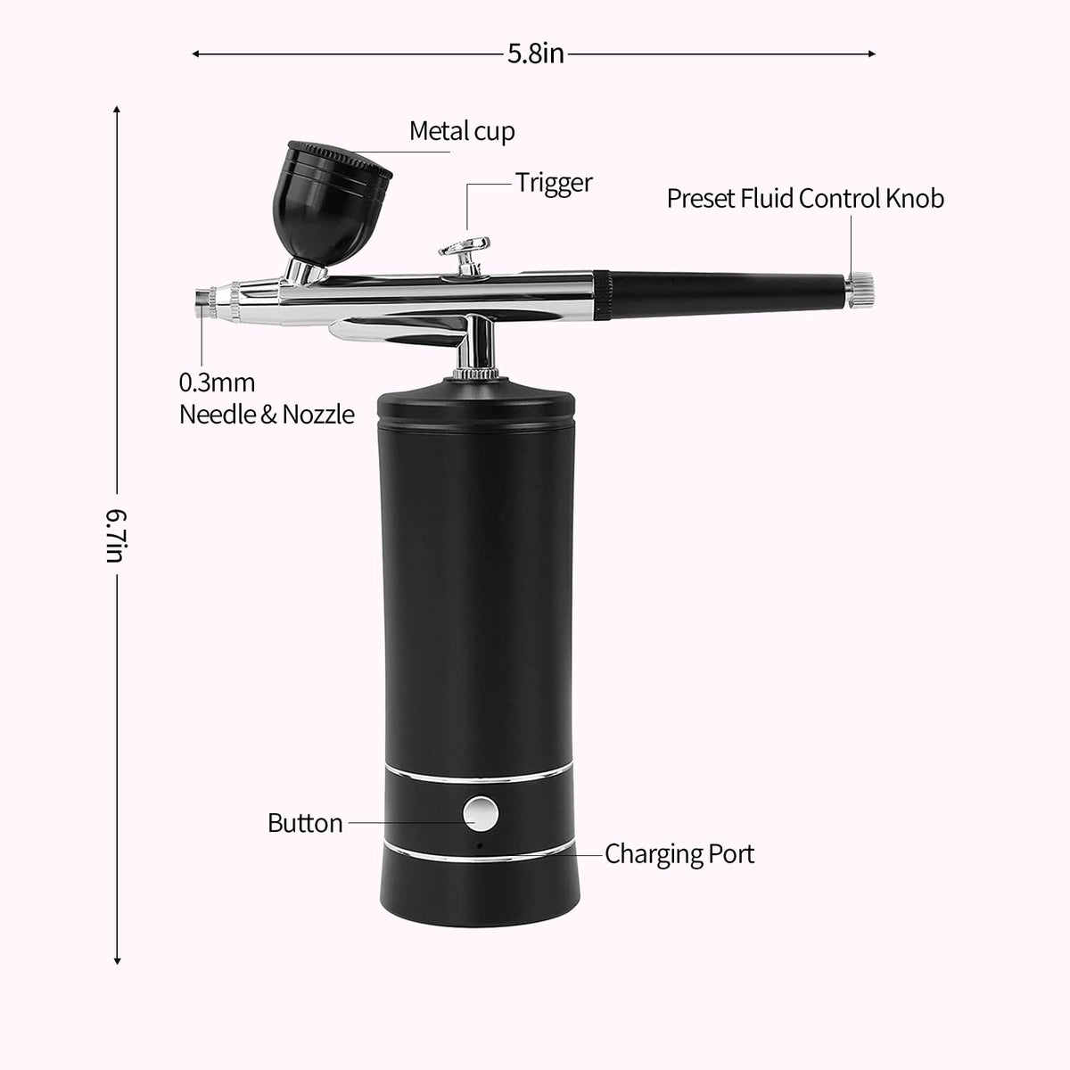 crpen Airbrush Kit with three different capacity cups