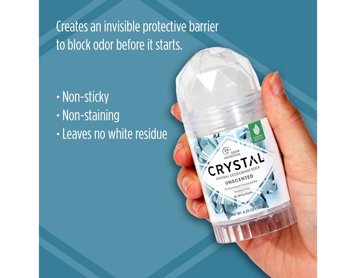 Crystal Essence Deodorant Stick Unscented in hand
